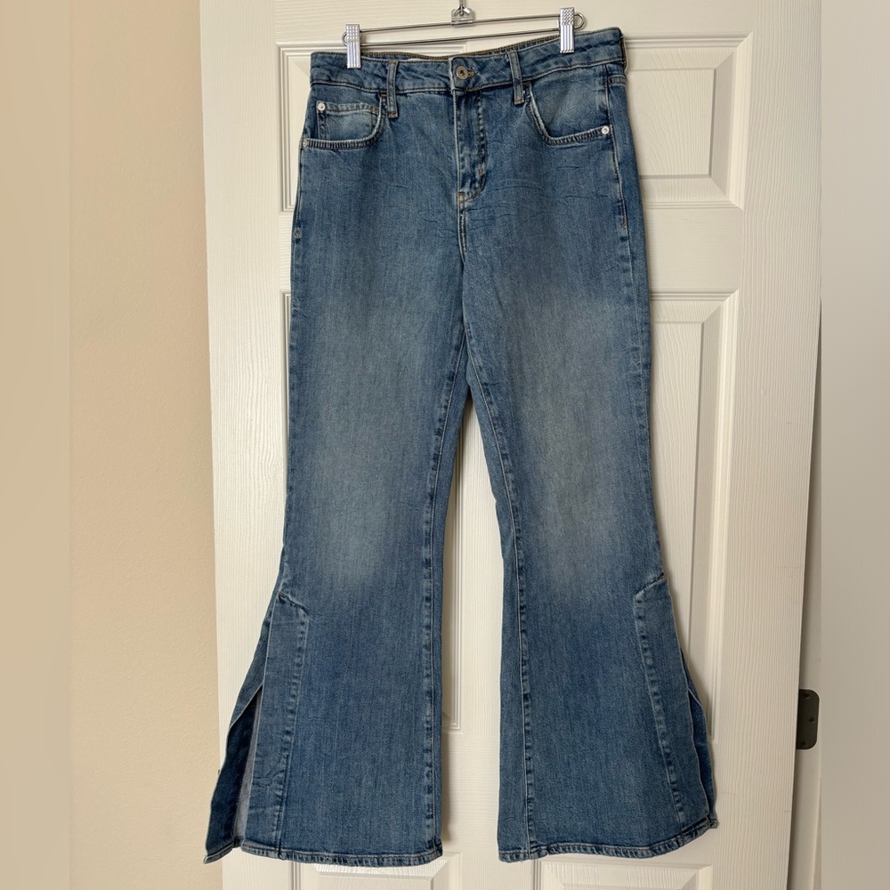 Anthropologie Pilcro & The Letterpress High Rise Bootcut Slim Jeans Split Hem 28